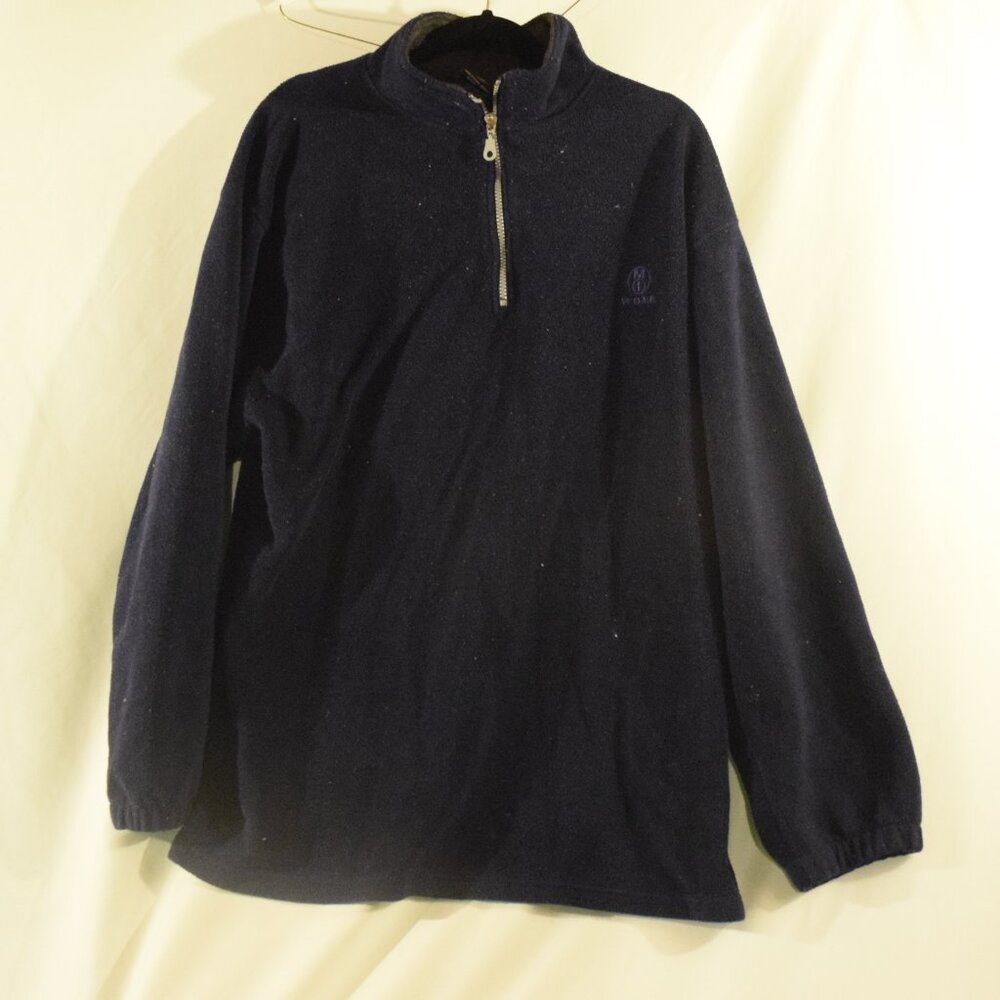 Match One Mens Blue 1/4 Zip Long Sleeve Pullover Fleece SZ XL